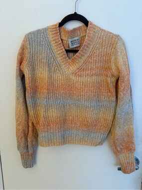 Scotch & Soda Women's V-Neck Ombre Sweater in Orange and Gray